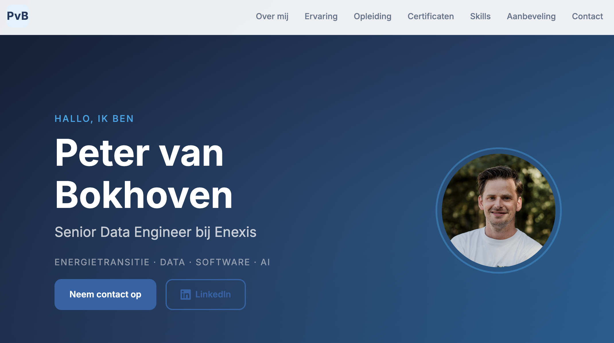 Screenshot persoonlijke website